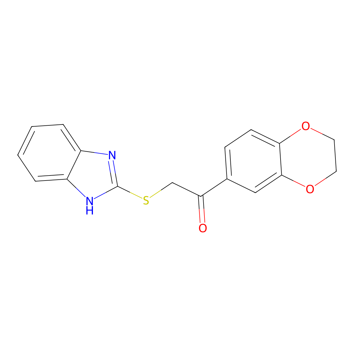 2-(1H-benzimidazol-2-ylsulfanyl)-1-(2,3-dihydro-1,4-benzodioxin-6-yl)ethanone molecular structure, CAS 347342-27-2
