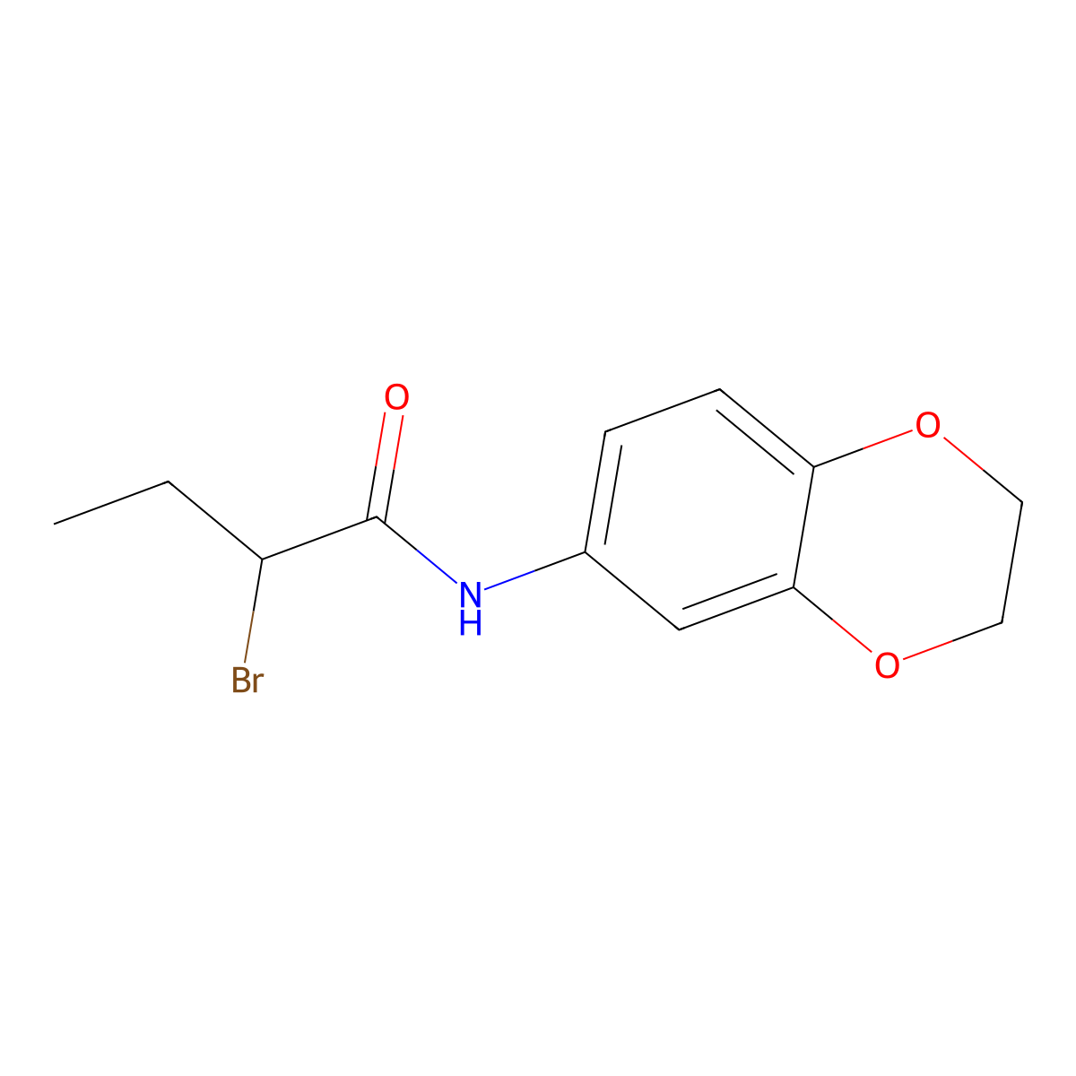 2-bromo-N-(2,3-dihydro-1,4-benzodioxin-6-yl)butanamide molecular structure, CAS 347342-54-5