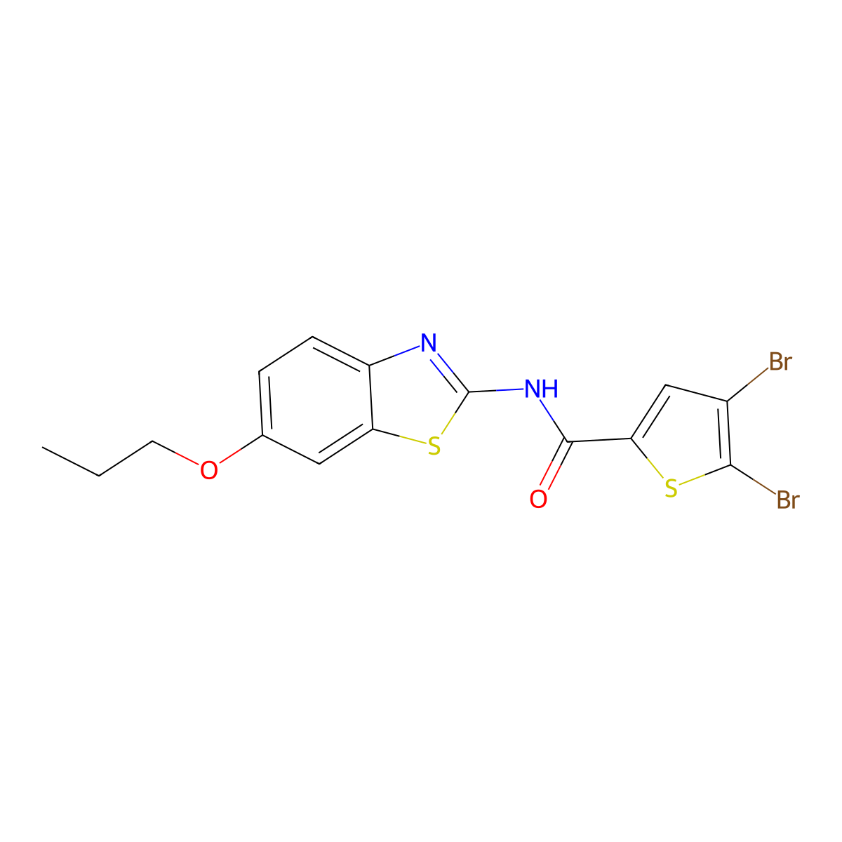 4,5-dibromo-N-(6-propoxy-1,3-benzothiazol-2-yl)-2-thiophenecarboxamide molecular structure, CAS 347344-30-3