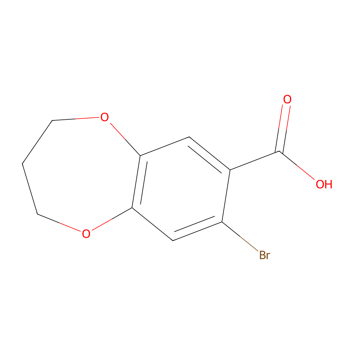 8-bromo-3,4-dihydro-2H-benzo[b][1,4]dioxepine-7-carboxylic acid molecular structure, CAS 347345-63-5