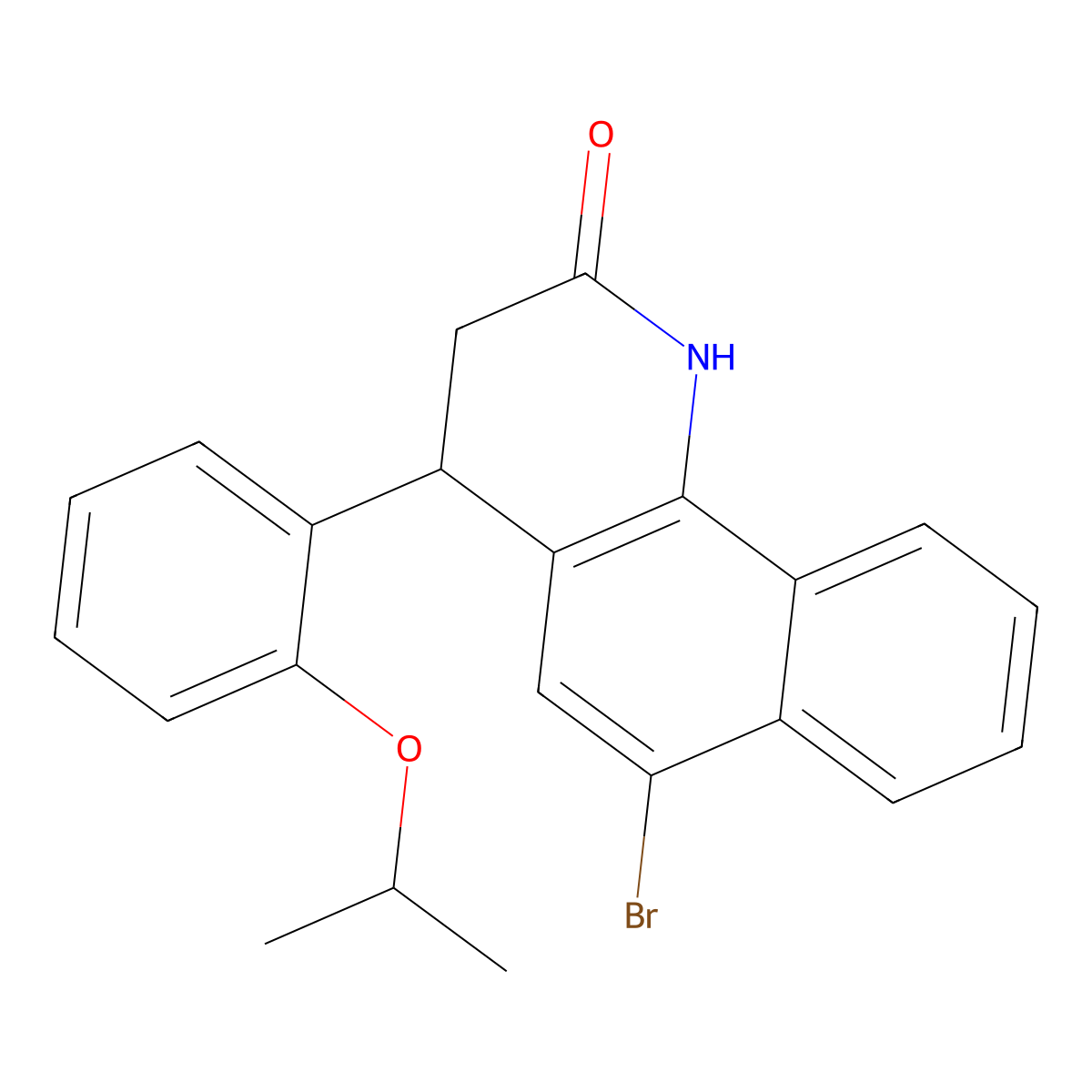 6-bromo-4-(2-propan-2-yloxyphenyl)-3,4-dihydro-1H-benzo[h]quinolin-2-one molecular structure, CAS 347350-49-6