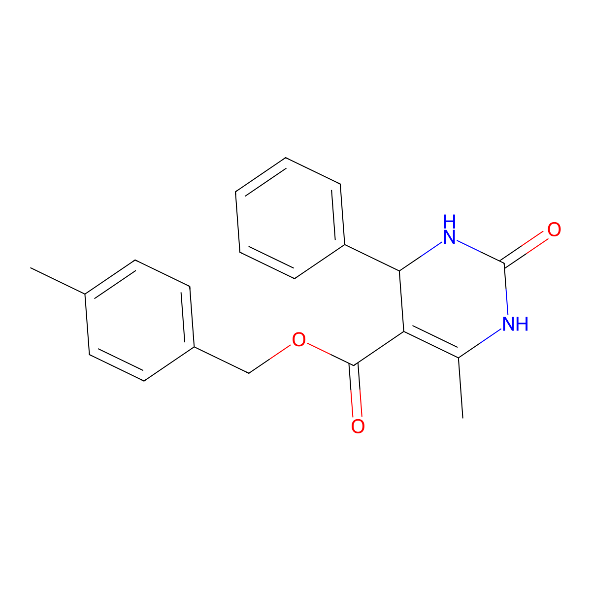 4-Methylbenzyl 6-methyl-2-oxo-4-phenyl-1,2,3,4-tetrahydropyrimidine-5-carboxylate molecular structure, CAS 347350-55-4