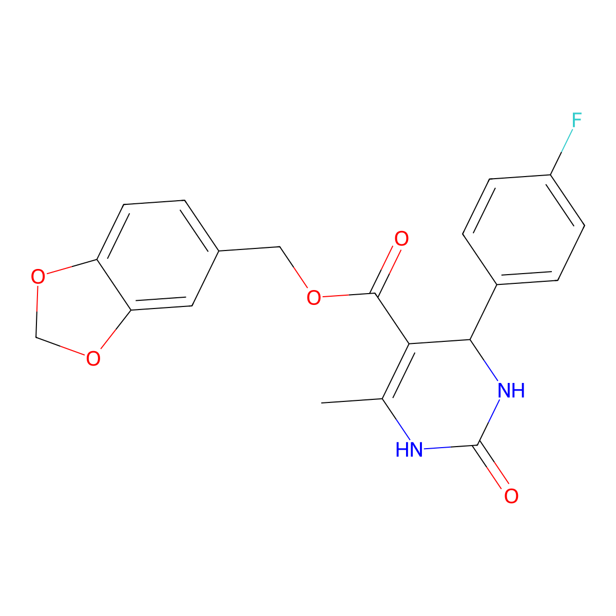 4-(4-fluorophenyl)-6-methyl-2-oxo-3,4-dihydro-1H-pyrimidine-5-carboxylic acid 1,3-benzodioxol-5-ylmethyl ester molecular structure, CAS 347350-62-3