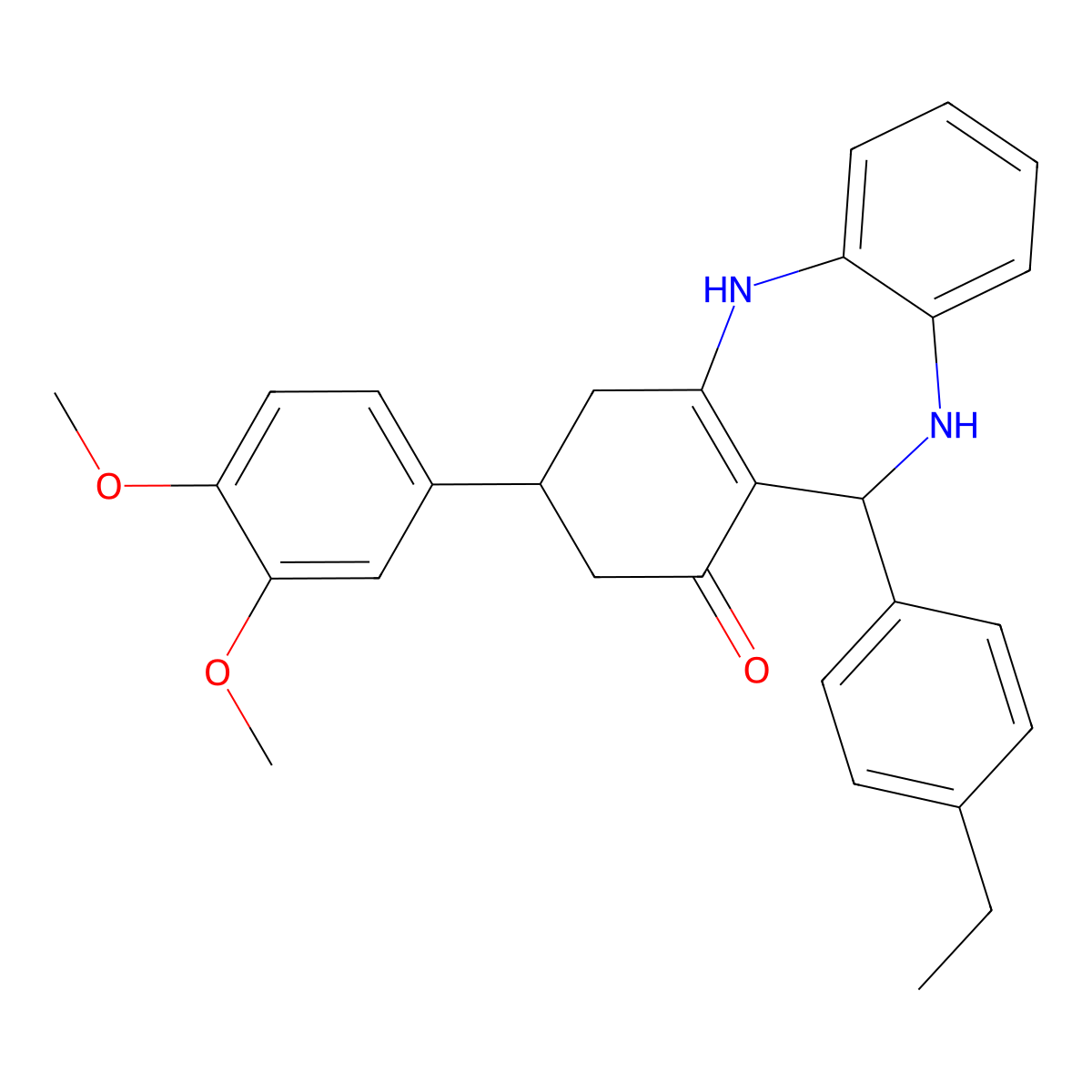 9-(3,4-Dimethoxyphenyl)-6-(4-ethylphenyl)-5,6,8,9,10,11-hexahydrobenzo[b][1,4]benzodiazepin-7-one molecular structure, CAS 347350-84-9