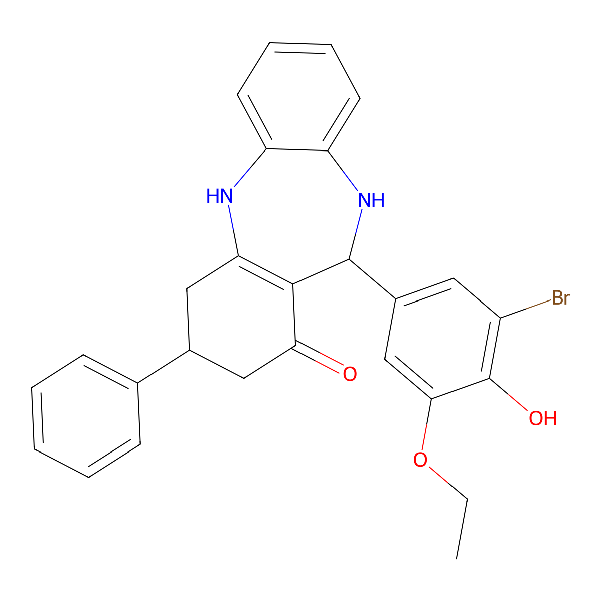 6-(3-Bromo-5-ethoxy-4-hydroxyphenyl)-9-phenyl-5,6,8,9,10,11-hexahydrobenzo[b][1,4]benzodiazepin-7-one molecular structure, CAS 347350-92-9