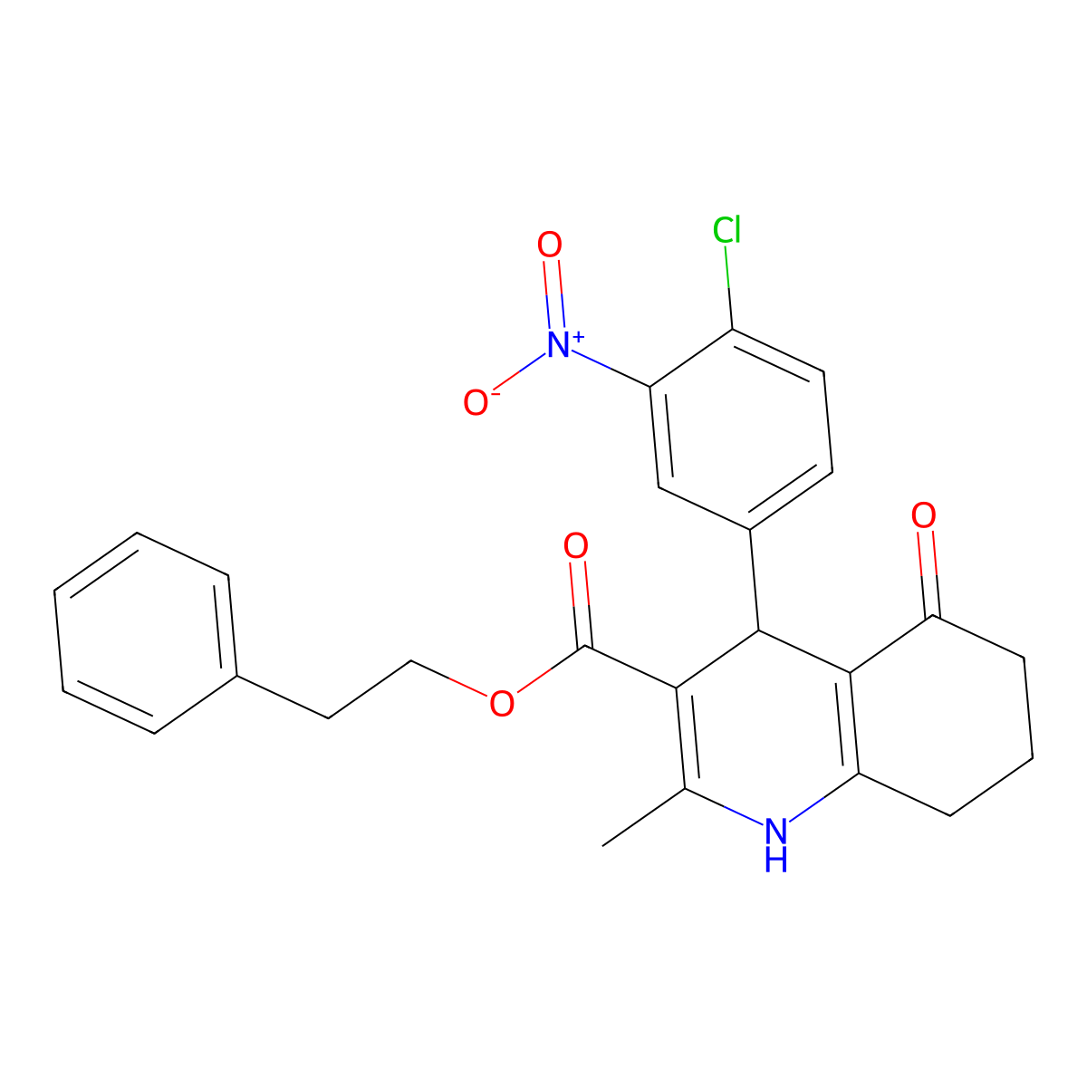 2-Phenylethyl 4-(4-chloro-3-nitrophenyl)-2-methyl-5-oxo-1,4,5,6,7,8-hexahydroquinoline-3-carboxylate molecular structure, CAS 347351-18-2