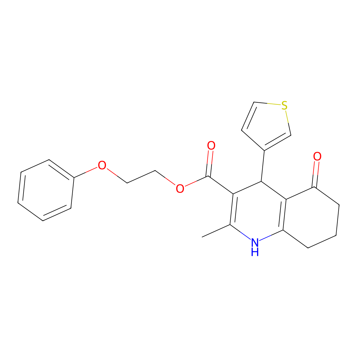 2-Phenoxyethyl 2-methyl-5-oxo-4-(thiophen-3-yl)-1,4,5,6,7,8-hexahydroquinoline-3-carboxylate molecular structure, CAS 347351-19-3