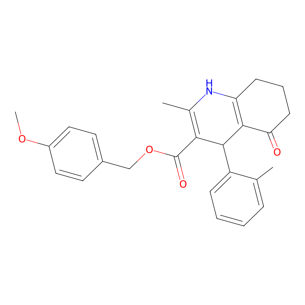 4-Methoxybenzyl 2-methyl-4-(2-methylphenyl)-5-oxo-1,4,5,6,7,8-hexahydroquinoline-3-carboxylate molecular structure, CAS 347351-23-9