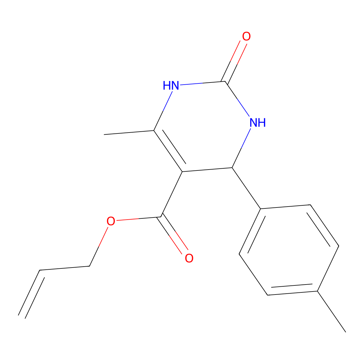 Allyl 6-methyl-2-oxo-4-(p-tolyl)-1,2,3,4-tetrahydropyrimidine-5-carboxylate molecular structure, CAS 347351-41-1