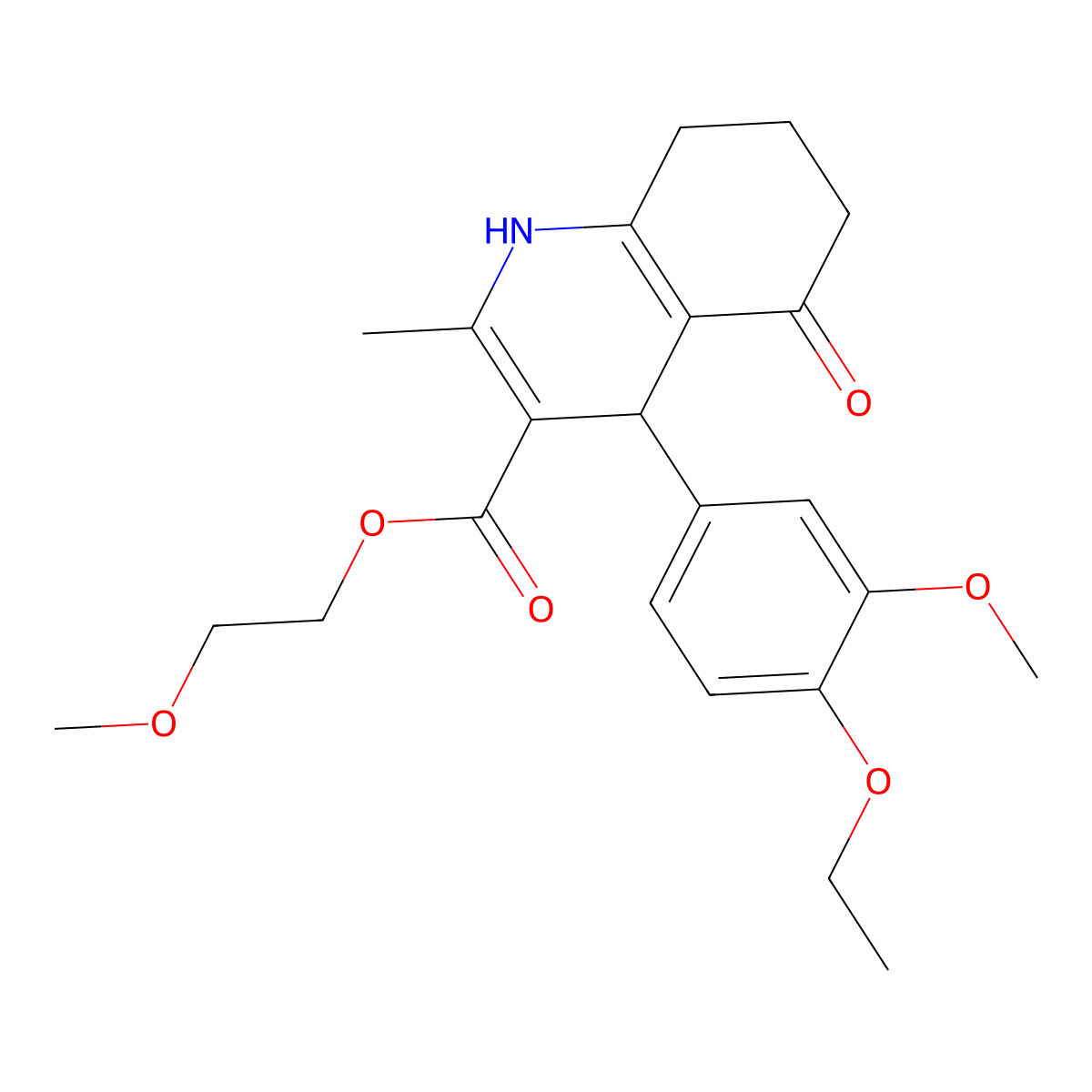 2-Methoxyethyl 4-(4-ethoxy-3-methoxyphenyl)-2-methyl-5-oxo-1,4,5,6,7,8-hexahydroquinoline-3-carboxylate molecular structure, CAS 347351-67-1