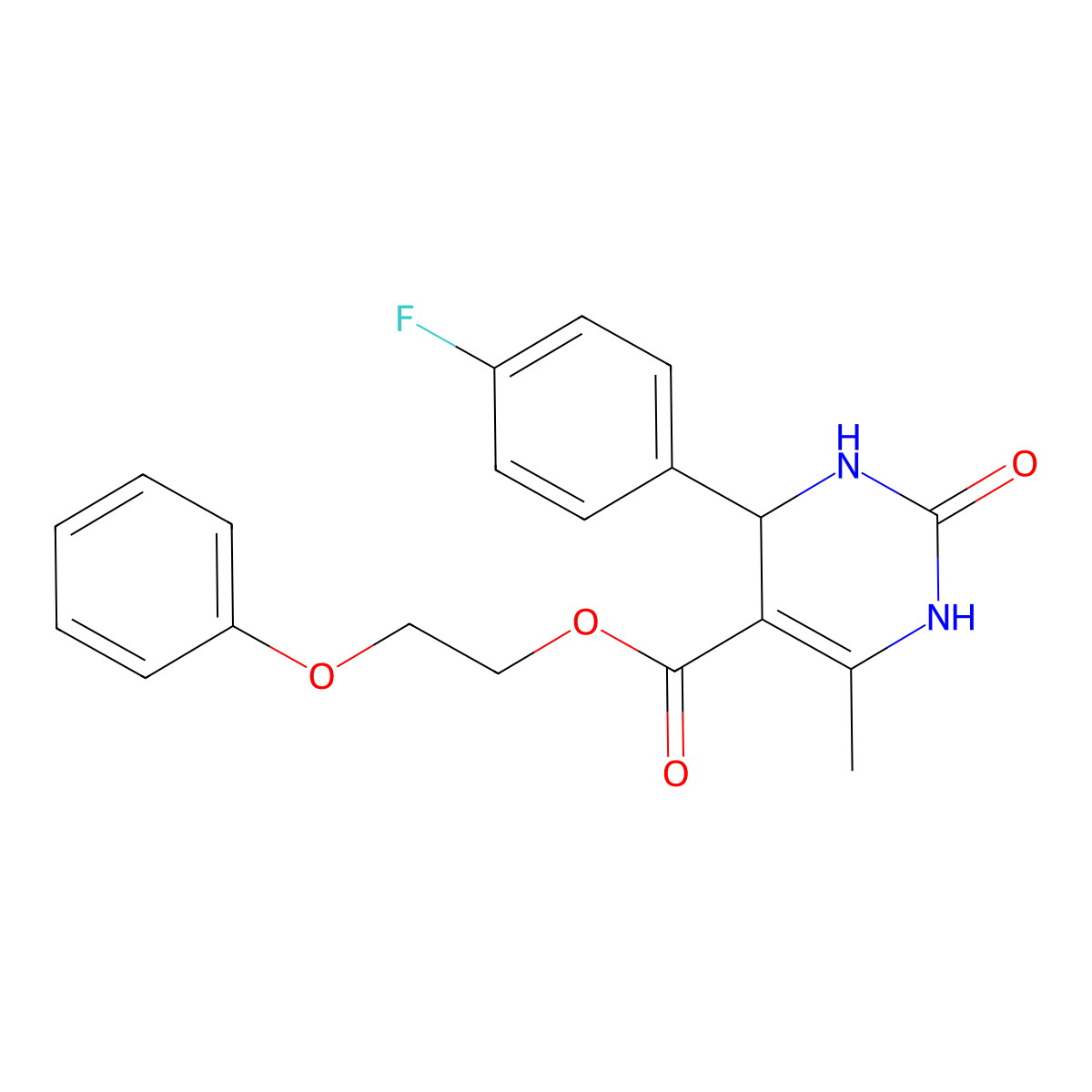 2-Phenoxyethyl 4-(4-fluorophenyl)-6-methyl-2-oxo-1,2,3,4-tetrahydropyrimidine-5-carboxylate molecular structure, CAS 347351-70-6