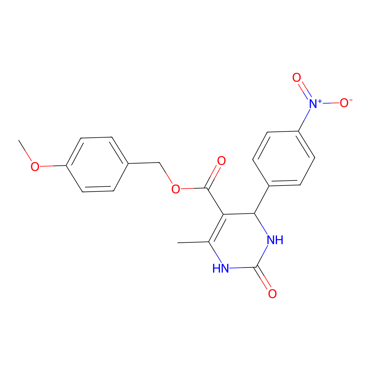 4-Methoxybenzyl 6-methyl-4-(4-nitrophenyl)-2-oxo-1,2,3,4-tetrahydropyrimidine-5-carboxylate molecular structure, CAS 347351-72-8