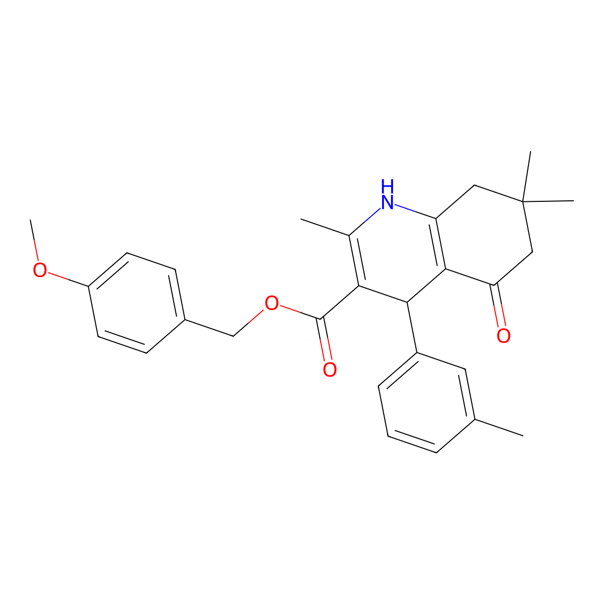 4-Methoxybenzyl 2,7,7-trimethyl-4-(3-methylphenyl)-5-oxo-1,4,5,6,7,8-hexahydroquinoline-3-carboxylate molecular structure, CAS 347351-79-5