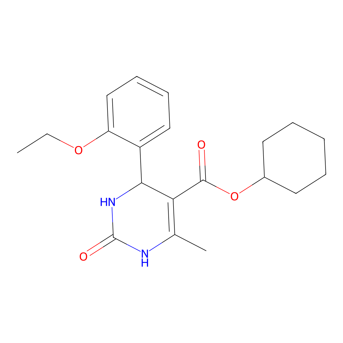 Cyclohexyl 4-(2-ethoxyphenyl)-6-methyl-2-oxo-1,2,3,4-tetrahydropyrimidine-5-carboxylate molecular structure, CAS 347351-80-8