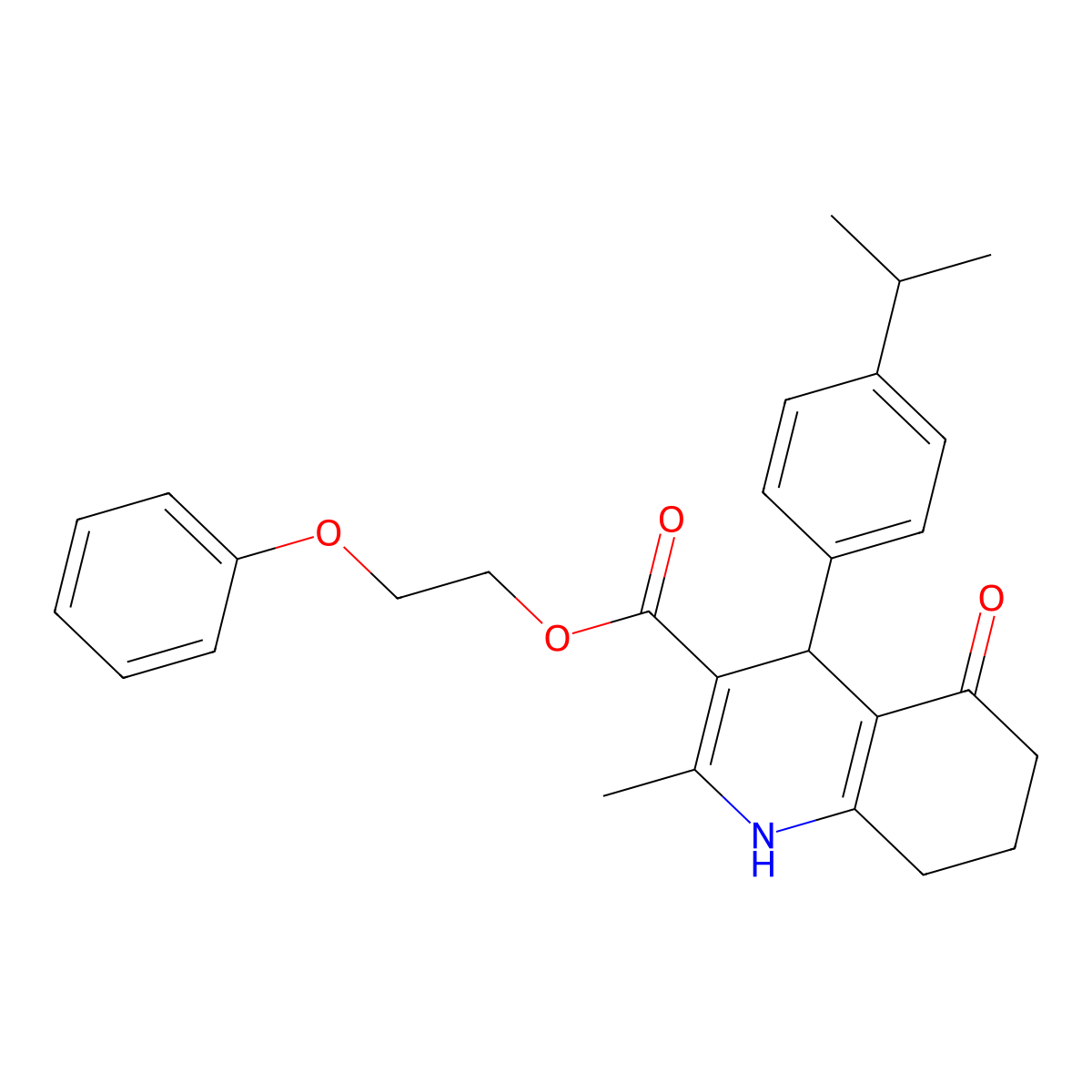2-Phenoxyethyl 2-methyl-5-oxo-4-[4-(propan-2-yl)phenyl]-1,4,5,6,7,8-hexahydroquinoline-3-carboxylate molecular structure, CAS 347351-81-9