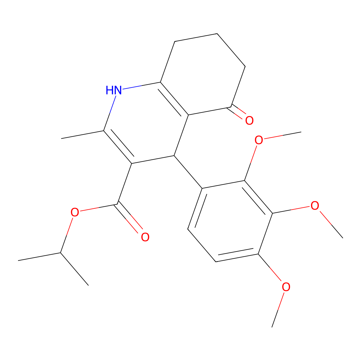 Propan-2-yl 2-methyl-5-oxo-4-(2,3,4-trimethoxyphenyl)-1,4,5,6,7,8-hexahydroquinoline-3-carboxylate molecular structure, CAS 347351-83-1