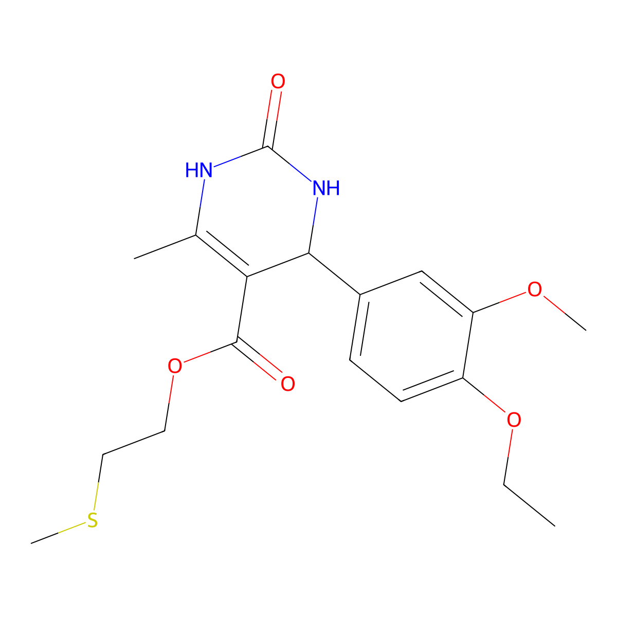 2-(Methylsulfanyl)ethyl 4-(4-ethoxy-3-methoxyphenyl)-6-methyl-2-oxo-1,2,3,4-tetrahydropyrimidine-5-carboxylate molecular structure, CAS 347351-88-6