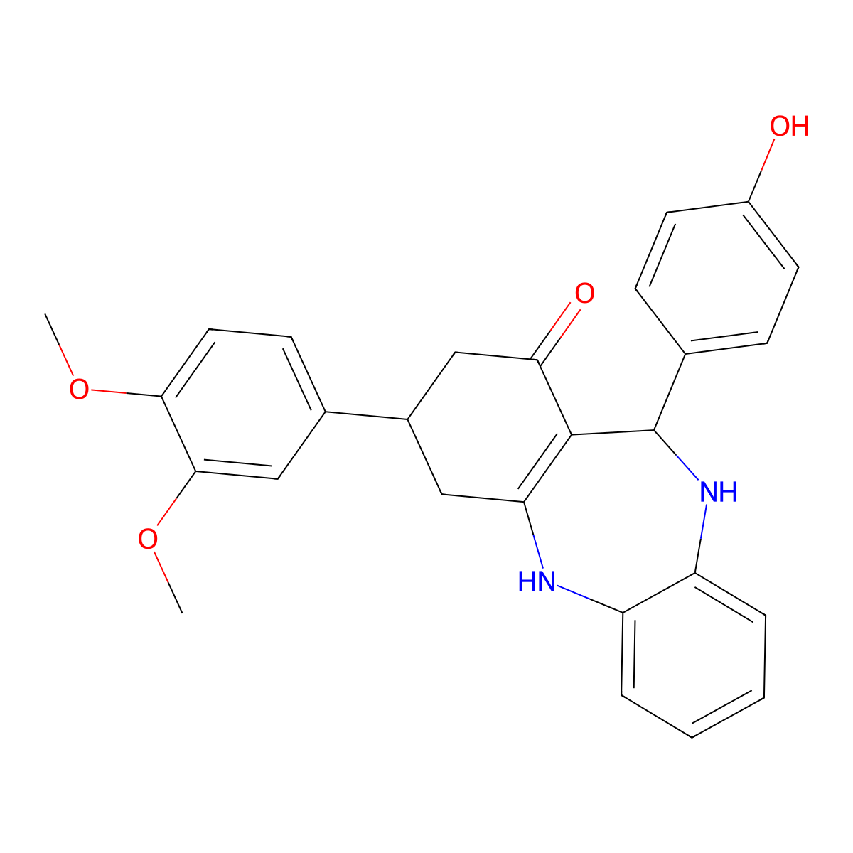 9-(3,4-Dimethoxyphenyl)-6-(4-hydroxyphenyl)-5,6,8,9,10,11-hexahydrobenzo[b][1,4]benzodiazepin-7-one molecular structure, CAS 347351-93-3