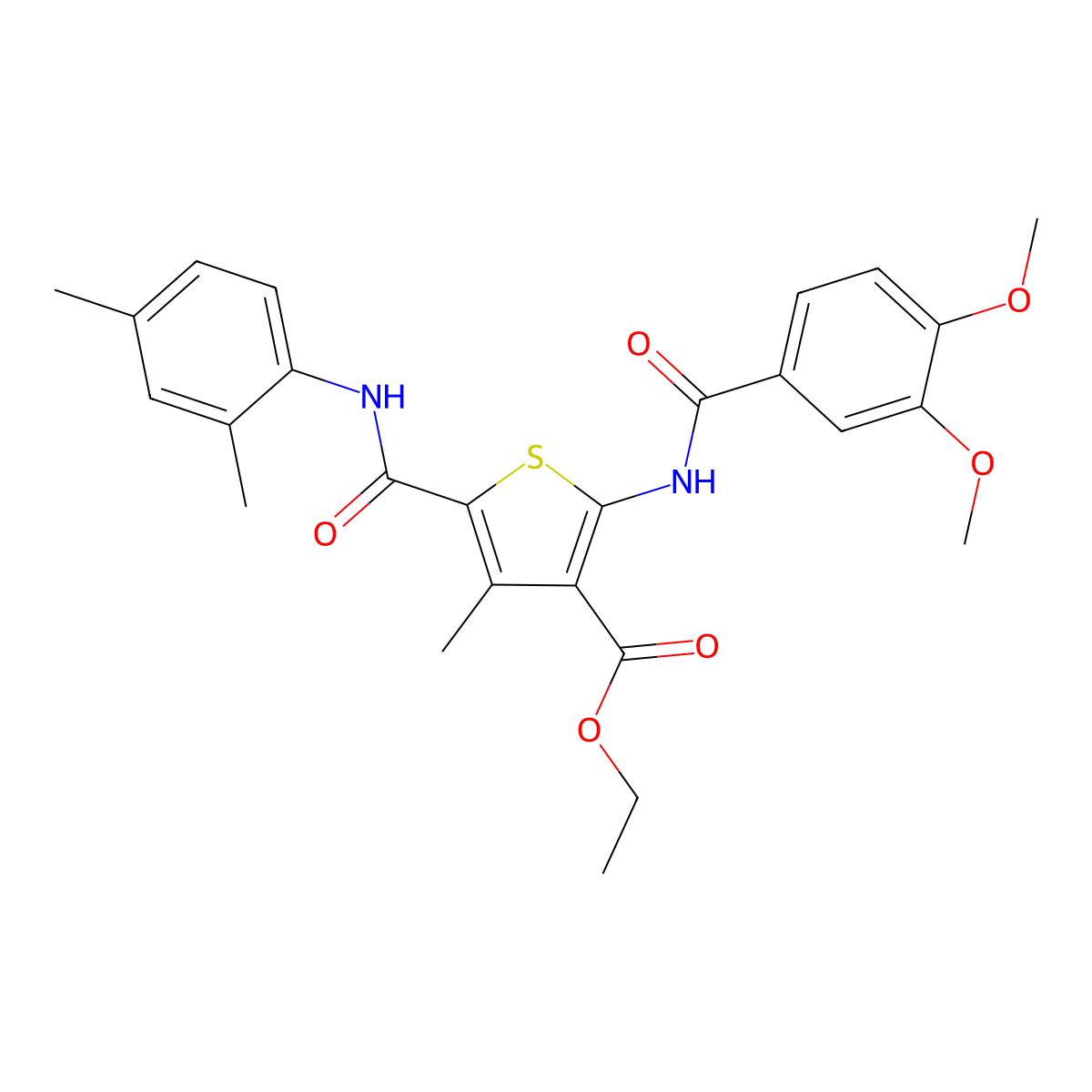 Ethyl 2-[(3,4-dimethoxybenzoyl)amino]-5-[(2,4-dimethylanilino)carbonyl]-4-methyl-3-thiophenecarboxylate molecular structure, CAS 347351-99-9