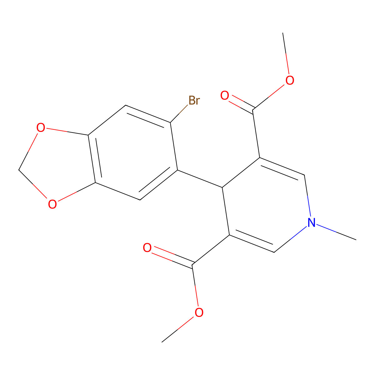 dimethyl 4-(6-bromo-1,3-benzodioxol-5-yl)-1-methyl-4H-pyridine-3,5-dicarboxylate molecular structure, CAS 347352-10-7