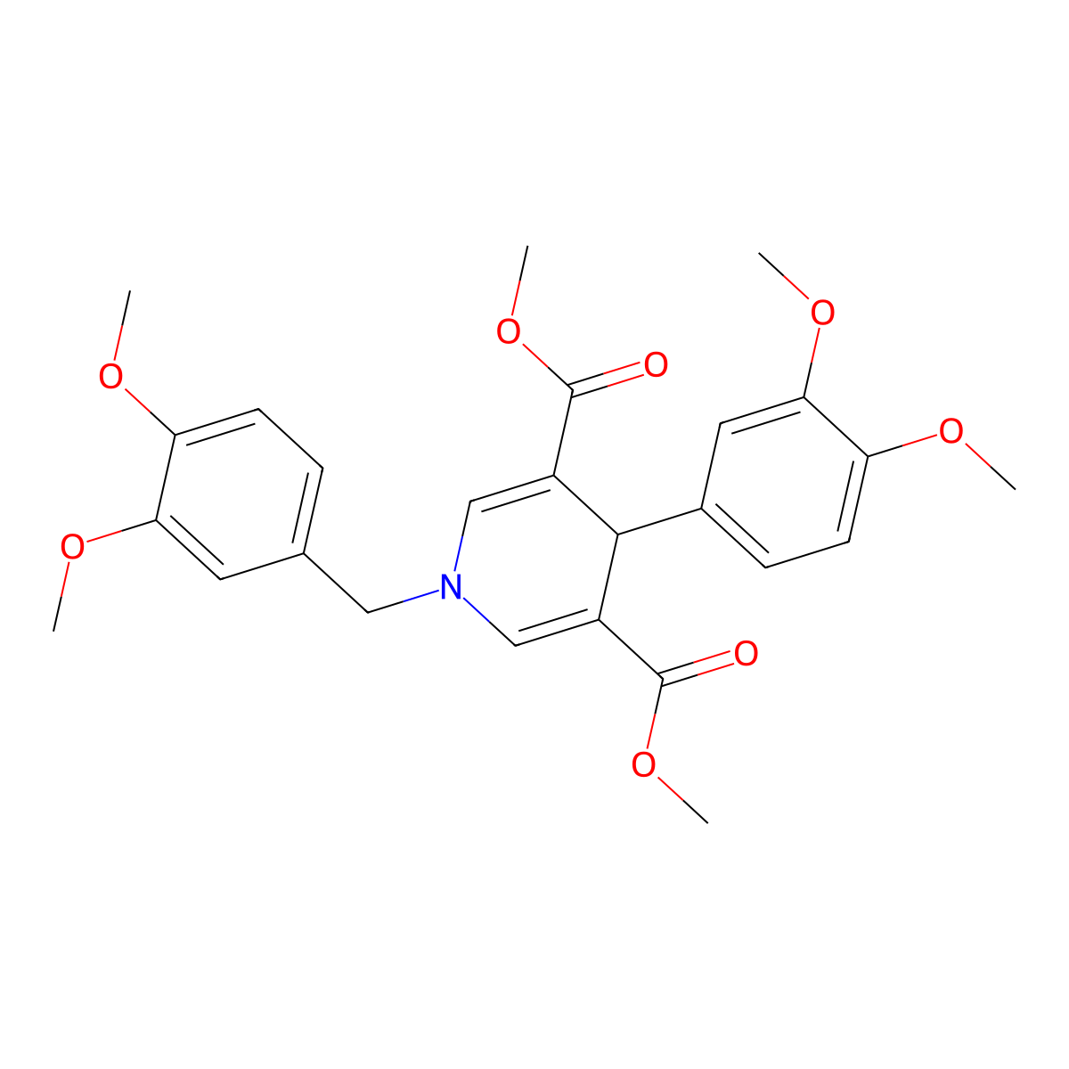 Dimethyl 1-(3,4-dimethoxybenzyl)-4-(3,4-dimethoxyphenyl)-1,4-dihydropyridine-3,5-dicarboxylate molecular structure, CAS 347352-16-3