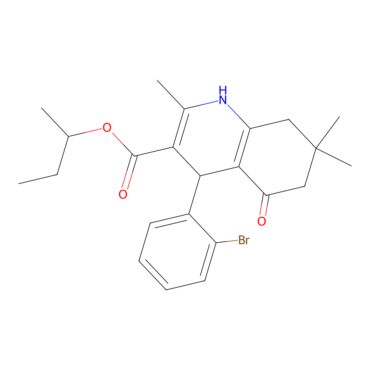 Butan-2-yl 4-(2-bromophenyl)-2,7,7-trimethyl-5-oxo-1,4,5,6,7,8-hexahydroquinoline-3-carboxylate molecular structure, CAS 347352-23-2