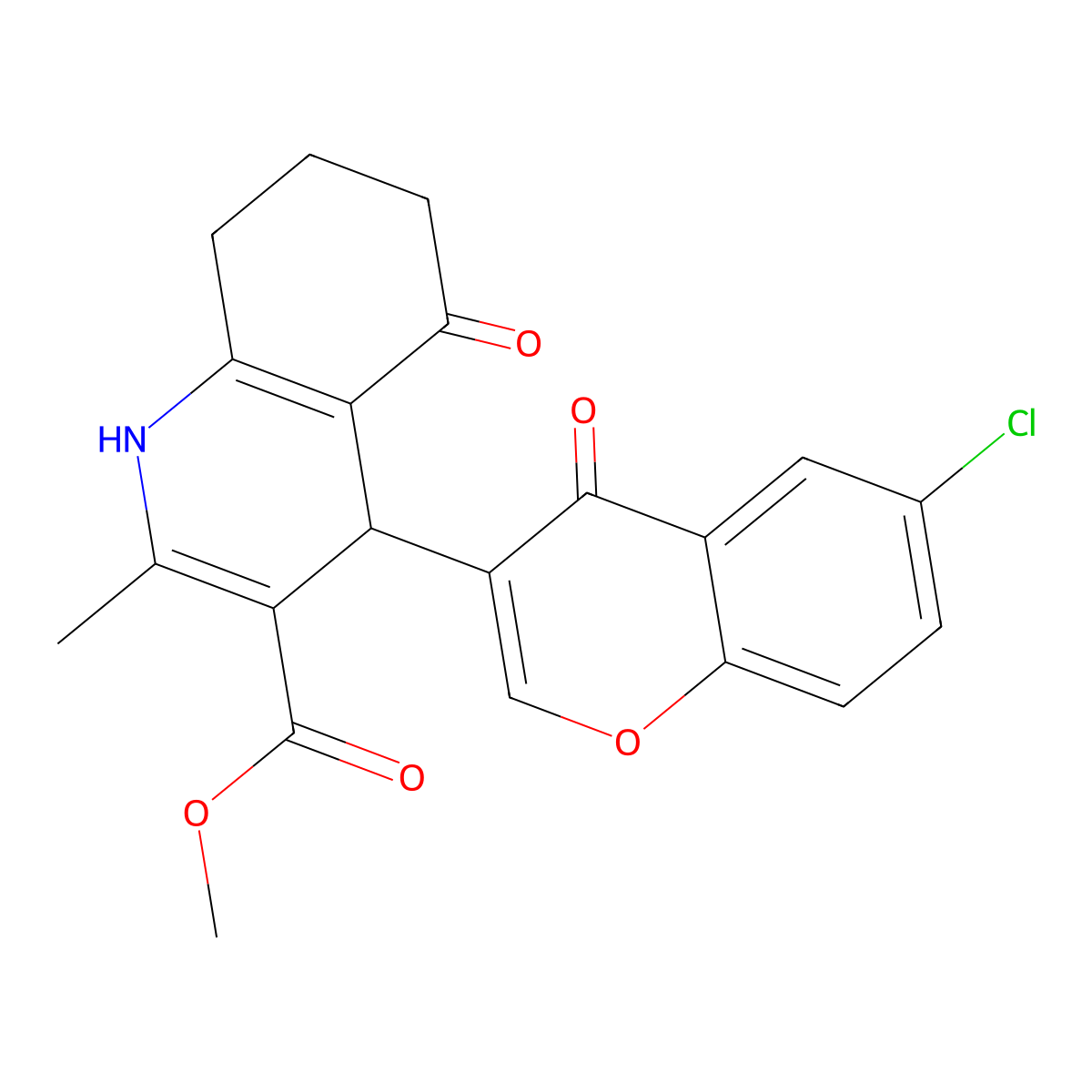 methyl 4-(6-chloro-4-oxo-4H-chromen-3-yl)-2-methyl-5-oxo-1,4,5,6,7,8-hexahydroquinoline-3-carboxylate molecular structure, CAS 347352-24-3
