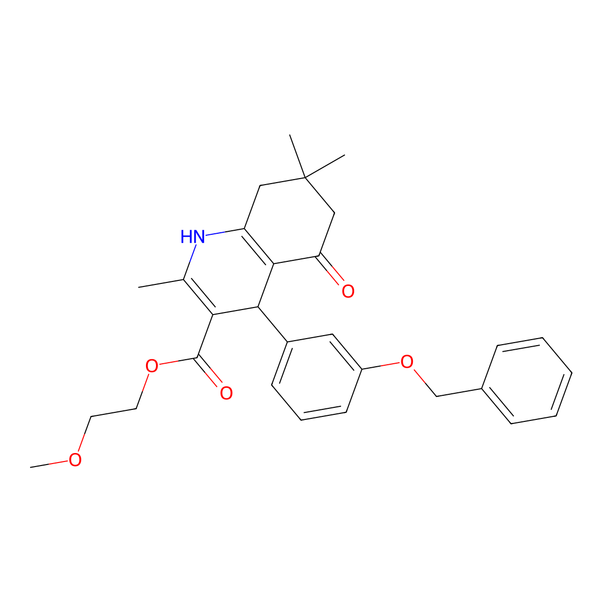 2-Methoxyethyl 4-[3-(benzyloxy)phenyl]-2,7,7-trimethyl-5-oxo-1,4,5,6,7,8-hexahydroquinoline-3-carboxylate molecular structure, CAS 347352-31-2