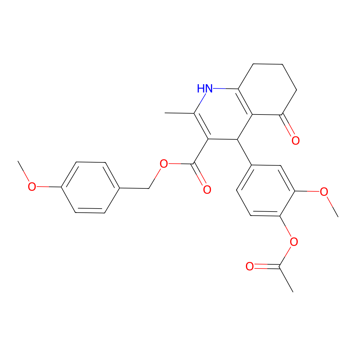 4-Methoxybenzyl 4-[4-(acetyloxy)-3-methoxyphenyl]-2-methyl-5-oxo-1,4,5,6,7,8-hexahydroquinoline-3-carboxylate molecular structure, CAS 347352-32-3