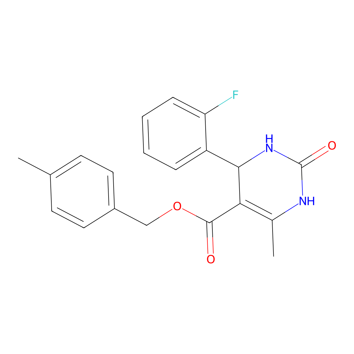 4-Methylbenzyl 4-(2-fluorophenyl)-6-methyl-2-oxo-1,2,3,4-tetrahydropyrimidine-5-carboxylate molecular structure, CAS 347352-34-5