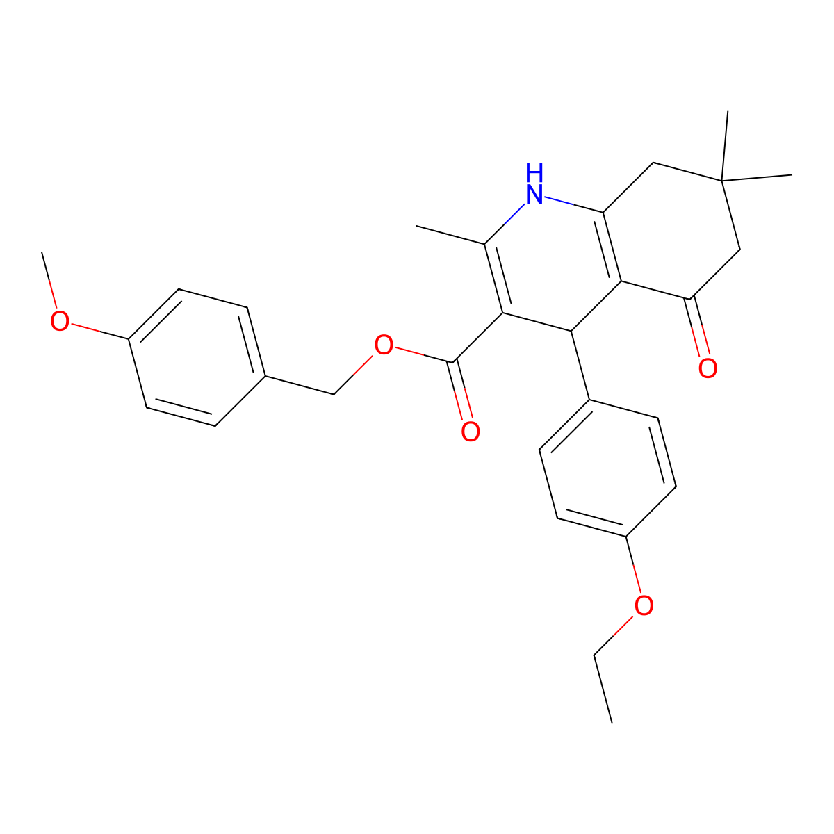 4-Methoxybenzyl 4-(4-ethoxyphenyl)-2,7,7-trimethyl-5-oxo-1,4,5,6,7,8-hexahydroquinoline-3-carboxylate molecular structure, CAS 347352-44-7