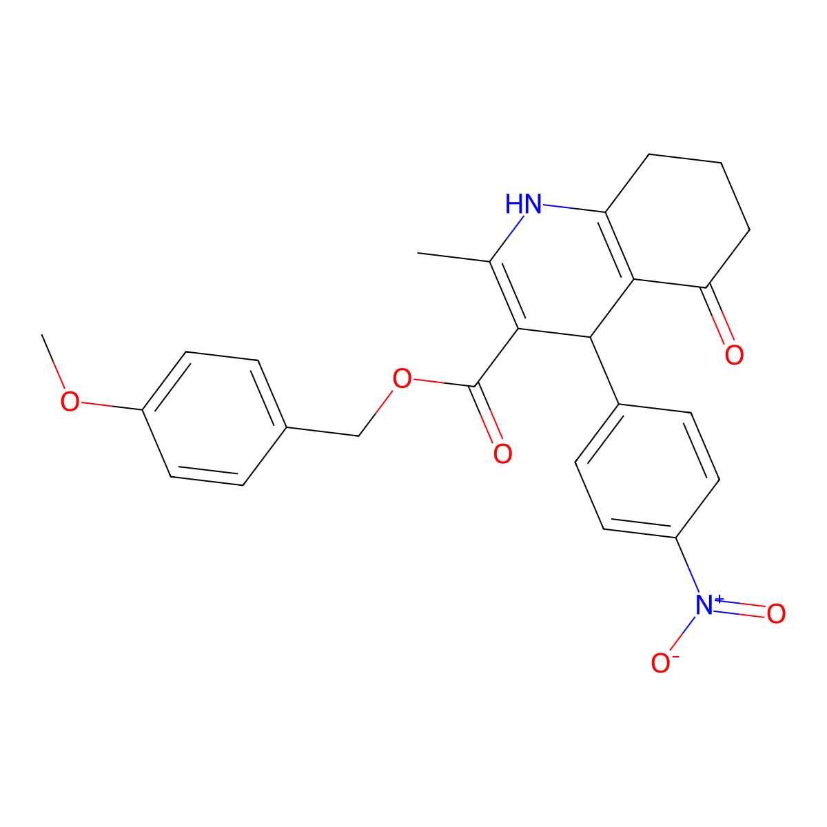 4-Methoxybenzyl 2-methyl-4-(4-nitrophenyl)-5-oxo-1,4,5,6,7,8-hexahydroquinoline-3-carboxylate molecular structure, CAS 347352-54-9