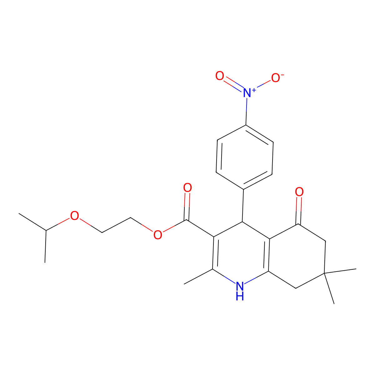 2-(Propan-2-yloxy)ethyl 2,7,7-trimethyl-4-(4-nitrophenyl)-5-oxo-1,4,5,6,7,8-hexahydroquinoline-3-carboxylate molecular structure, CAS 347352-61-8