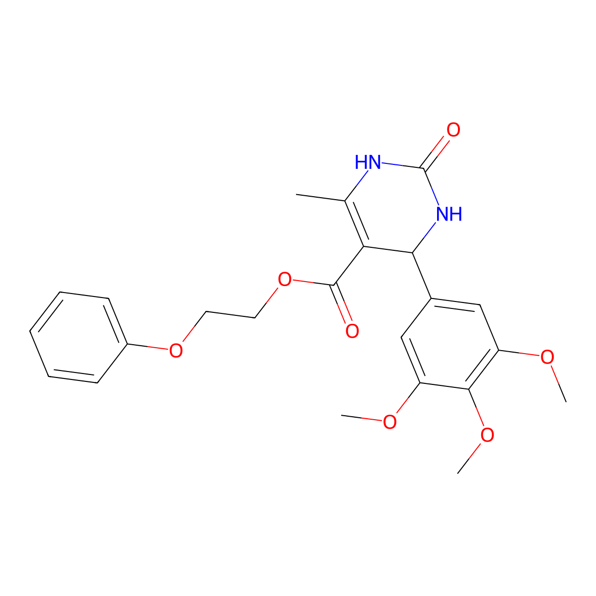 2-Phenoxyethyl 6-methyl-2-oxo-4-(3,4,5-trimethoxyphenyl)-1,2,3,4-tetrahydropyrimidine-5-carboxylate molecular structure, CAS 347352-62-9