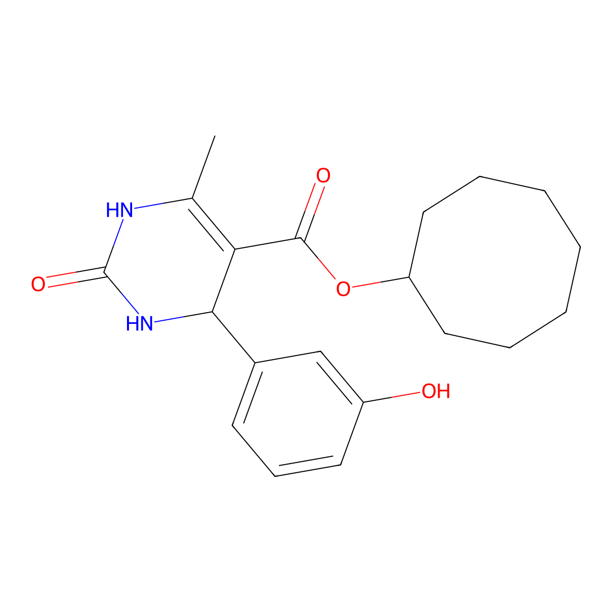 Cyclooctyl 4-(3-hydroxyphenyl)-6-methyl-2-oxo-1,2,3,4-tetrahydropyrimidine-5-carboxylate molecular structure, CAS 347352-72-1