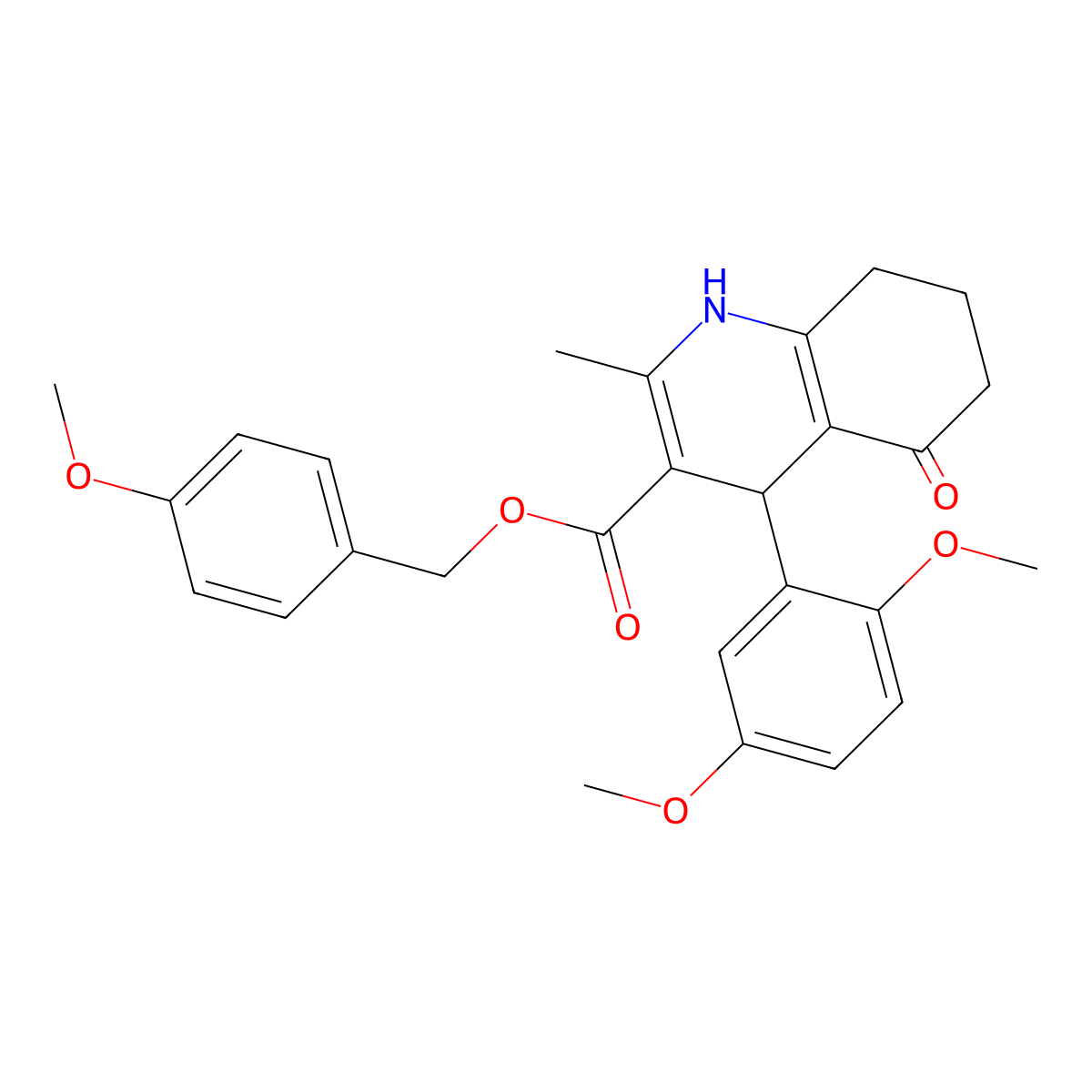 4-Methoxybenzyl 4-(2,5-dimethoxyphenyl)-2-methyl-5-oxo-1,4,5,6,7,8-hexahydroquinoline-3-carboxylate molecular structure, CAS 347352-74-3