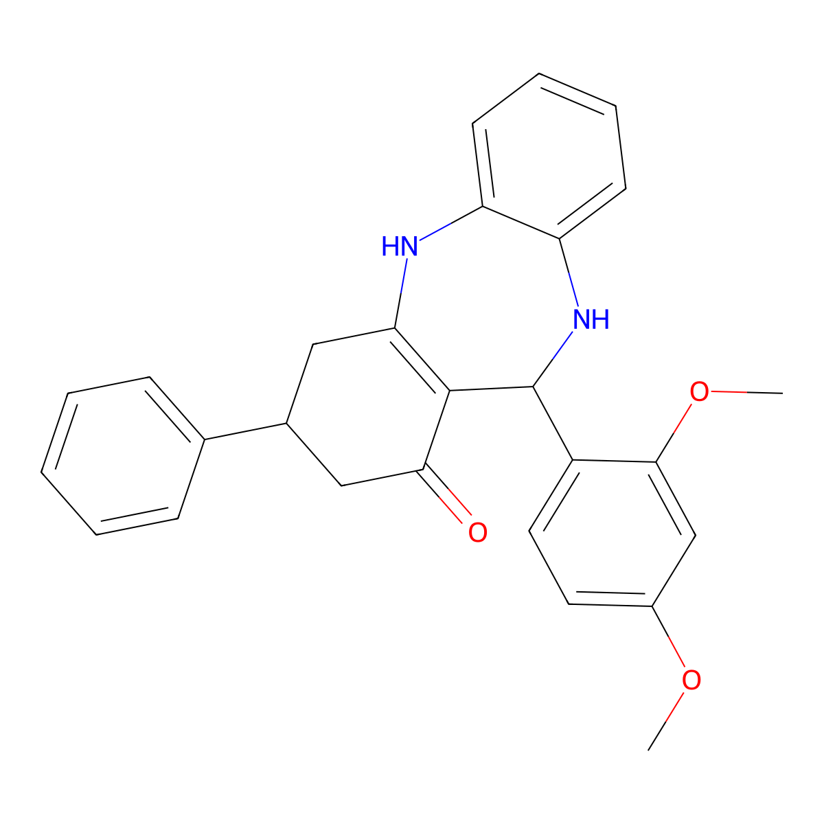 6-(2,4-Dimethoxyphenyl)-9-phenyl-5,6,8,9,10,11-hexahydrobenzo[b][1,4]benzodiazepin-7-one molecular structure, CAS 347352-83-4