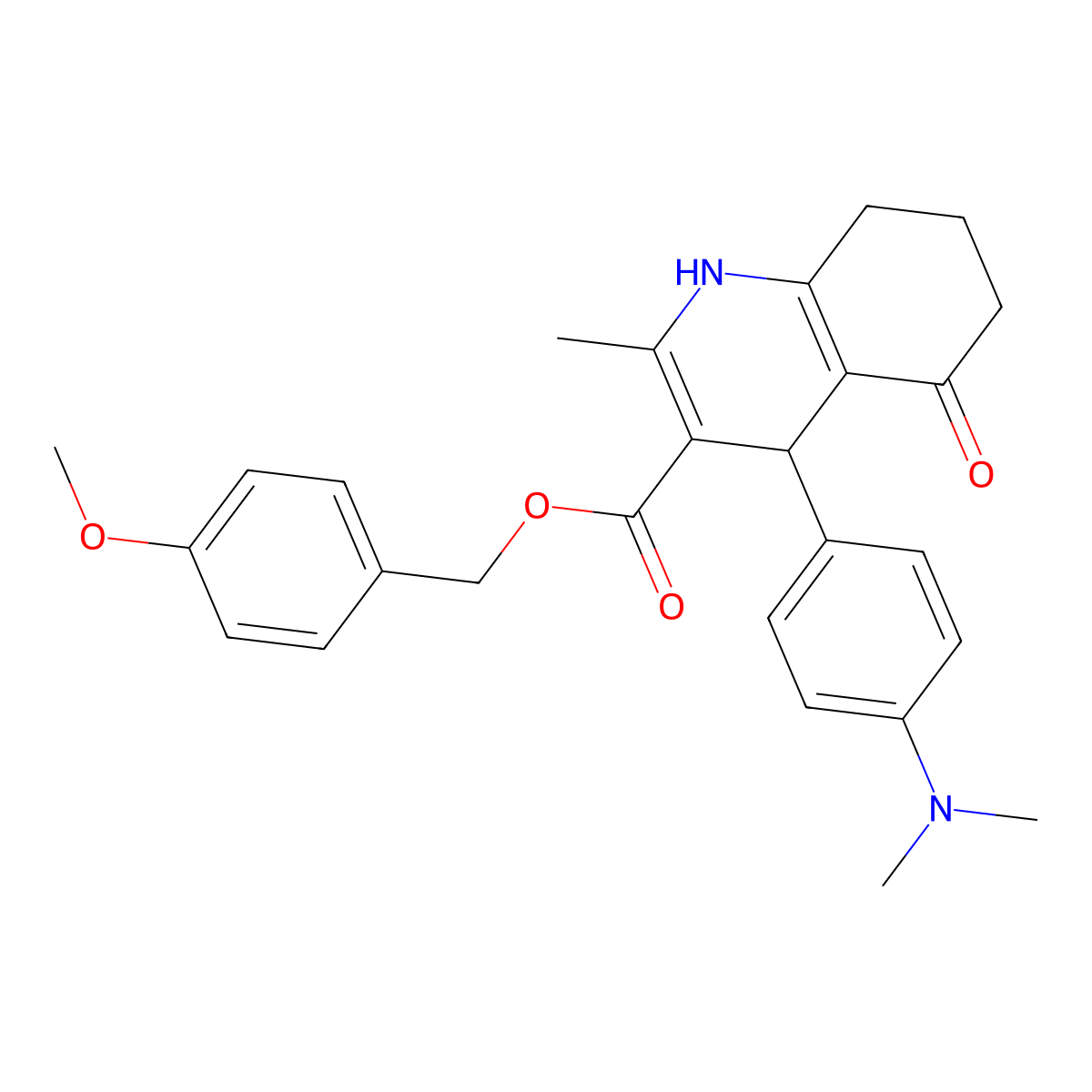 4-Methoxybenzyl 4-[4-(dimethylamino)phenyl]-2-methyl-5-oxo-1,4,5,6,7,8-hexahydroquinoline-3-carboxylate molecular structure, CAS 347352-86-7