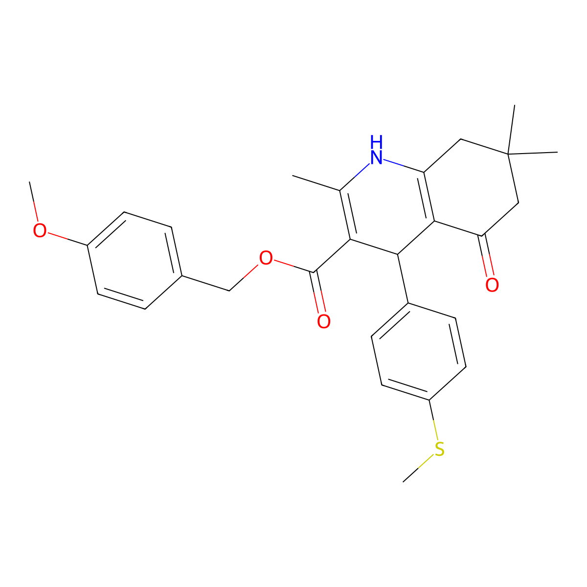 4-Methoxybenzyl 2,7,7-trimethyl-4-[4-(methylsulfanyl)phenyl]-5-oxo-1,4,5,6,7,8-hexahydroquinoline-3-carboxylate molecular structure, CAS 347352-90-3