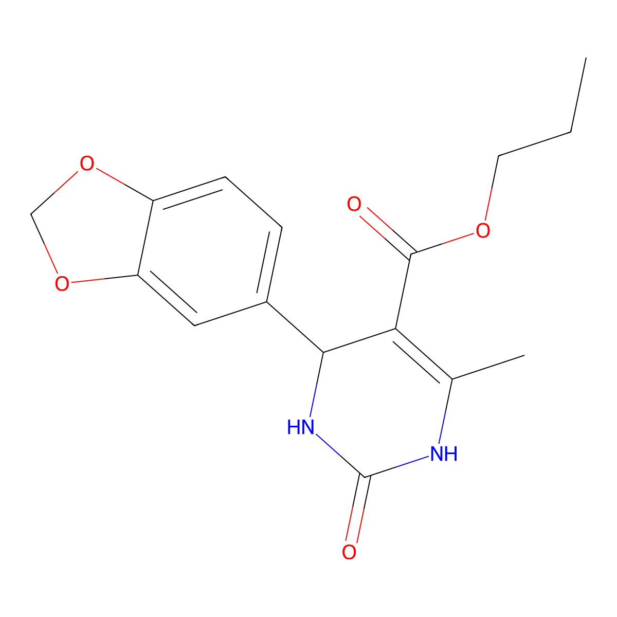 Propyl 4-(1,3-benzodioxol-5-yl)-6-methyl-2-oxo-1,2,3,4-tetrahydropyrimidine-5-carboxylate molecular structure, CAS 347353-00-8