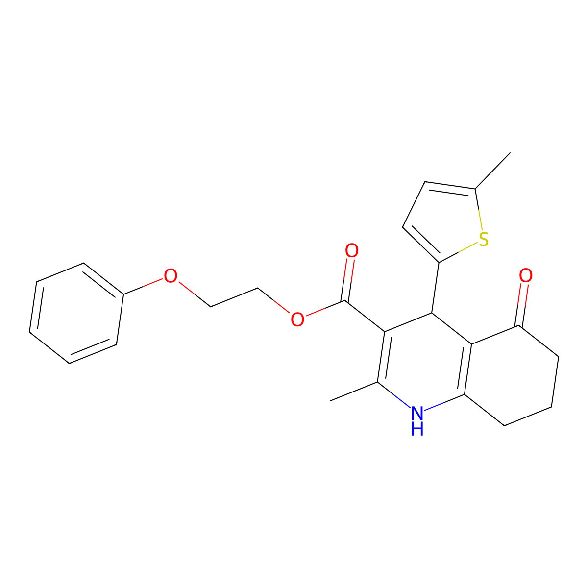 2-Phenoxyethyl 2-methyl-4-(5-methylthiophen-2-yl)-5-oxo-1,4,5,6,7,8-hexahydroquinoline-3-carboxylate molecular structure, CAS 347353-01-9