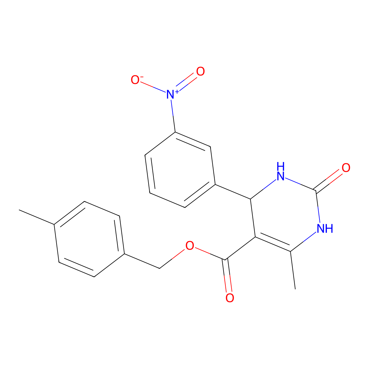 4-Methylbenzyl 6-methyl-4-(3-nitrophenyl)-2-oxo-1,2,3,4-tetrahydropyrimidine-5-carboxylate molecular structure, CAS 347353-06-4