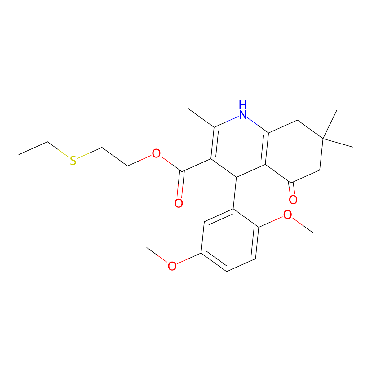2-(Ethylsulfanyl)ethyl 4-(2,5-dimethoxyphenyl)-2,7,7-trimethyl-5-oxo-1,4,5,6,7,8-hexahydroquinoline-3-carboxylate molecular structure, CAS 347353-14-4