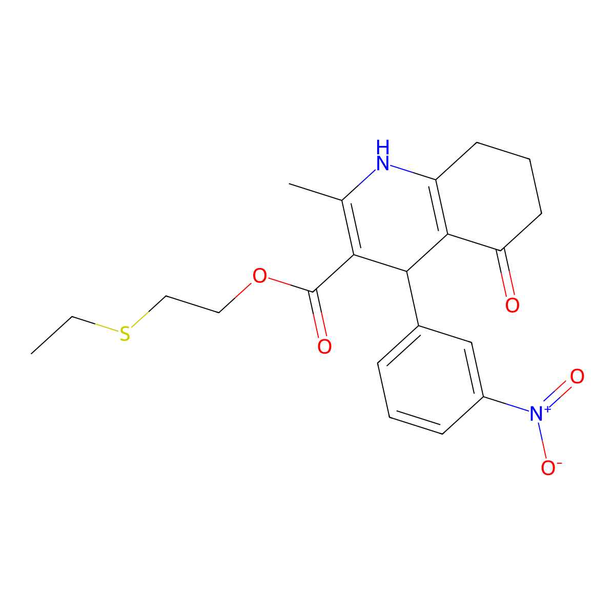2-(Ethylsulfanyl)ethyl 2-methyl-4-(3-nitrophenyl)-5-oxo-1,4,5,6,7,8-hexahydroquinoline-3-carboxylate molecular structure, CAS 347353-15-5