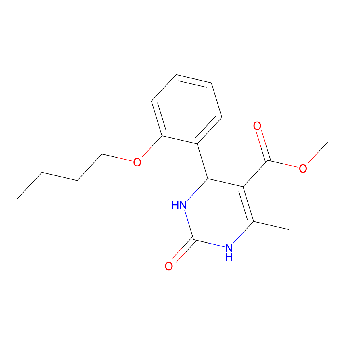 Methyl 4-(2-butoxyphenyl)-6-methyl-2-oxo-1,2,3,4-tetrahydropyrimidine-5-carboxylate molecular structure, CAS 347353-19-9