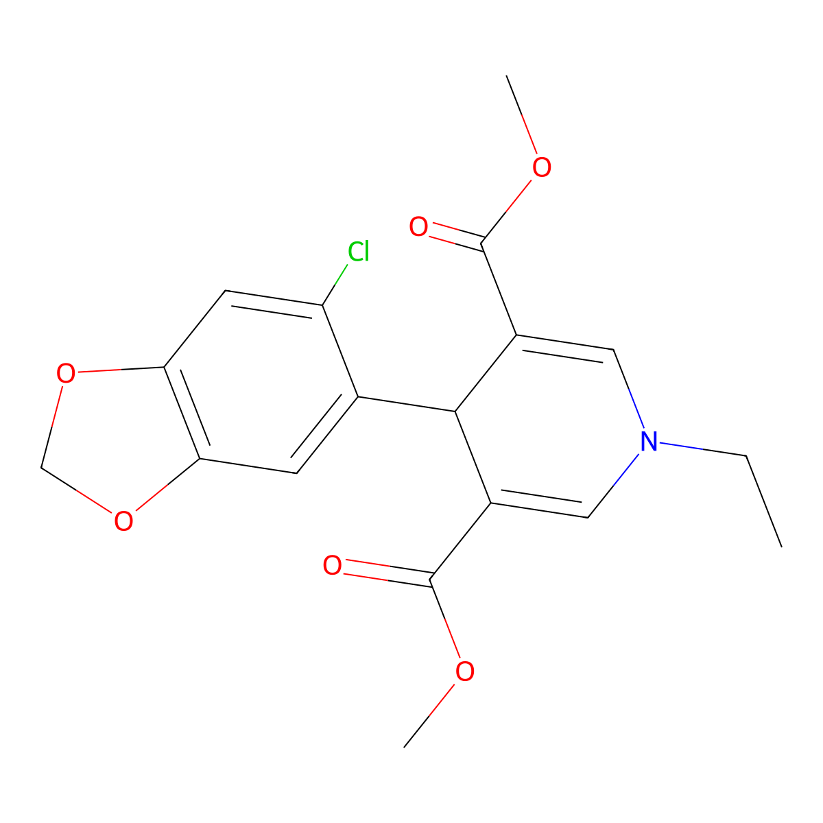 Dimethyl 4-(6-chloro-1,3-benzodioxol-5-yl)-1-ethyl-1,4-dihydropyridine-3,5-dicarboxylate molecular structure, CAS 347353-24-6