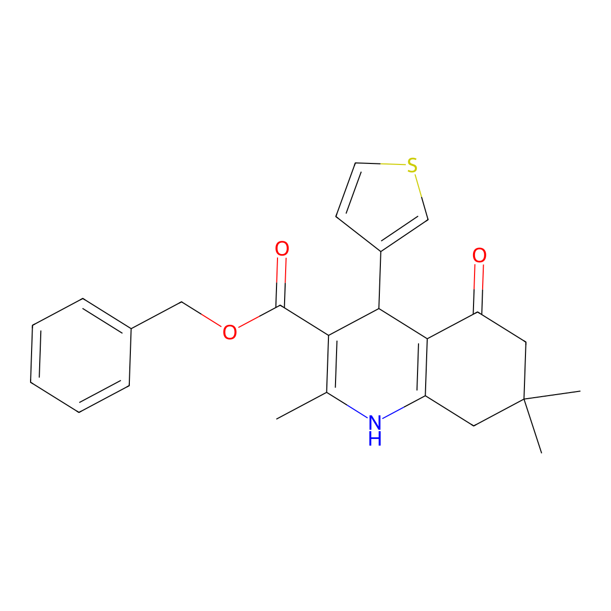 Benzyl 2,7,7-trimethyl-5-oxo-4-(thiophen-3-yl)-1,4,5,6,7,8-hexahydroquinoline-3-carboxylate molecular structure, CAS 347353-40-6