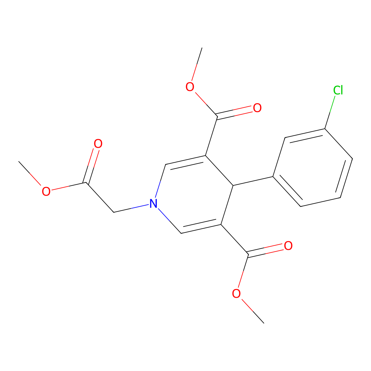 Dimethyl 4-(3-chlorophenyl)-1-(2-methoxy-2-oxoethyl)-1,4-dihydropyridine-3,5-dicarboxylate molecular structure, CAS 347353-44-0