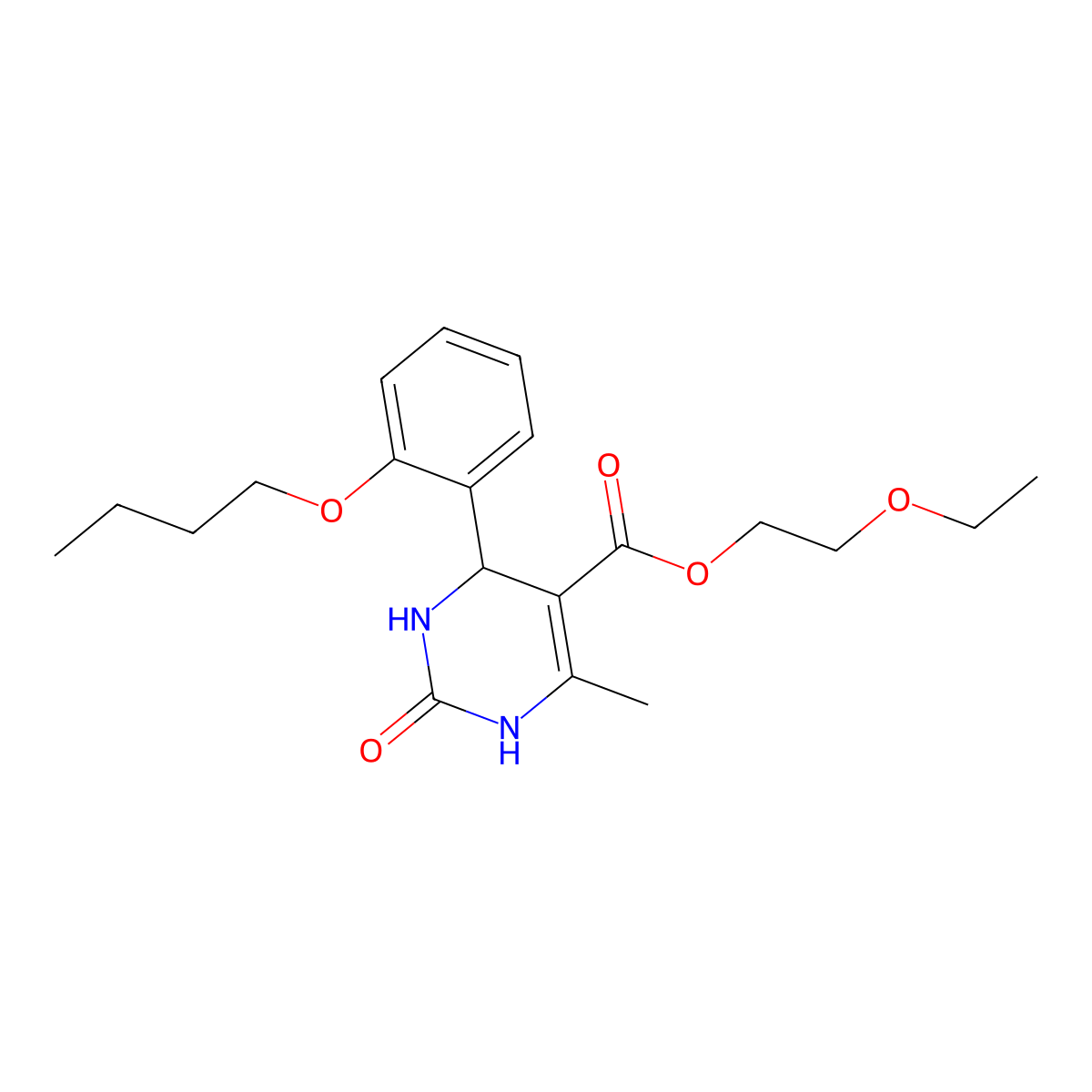 2-Ethoxyethyl 4-(2-butoxyphenyl)-6-methyl-2-oxo-1,2,3,4-tetrahydropyrimidine-5-carboxylate molecular structure, CAS 347353-46-2