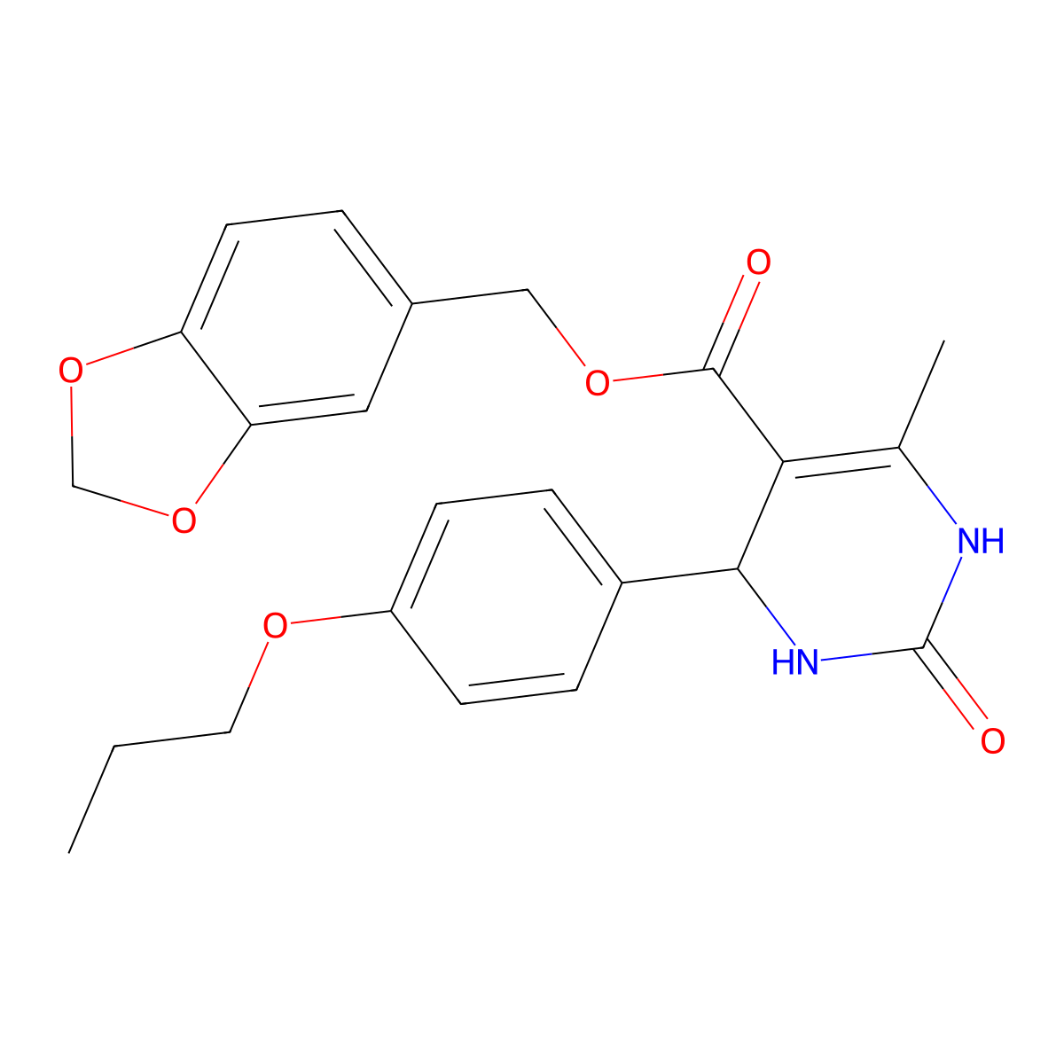 1,3-Benzodioxol-5-ylmethyl 6-methyl-2-oxo-4-(4-propoxyphenyl)-1,2,3,4-tetrahydropyrimidine-5-carboxylate molecular structure, CAS 347353-49-5
